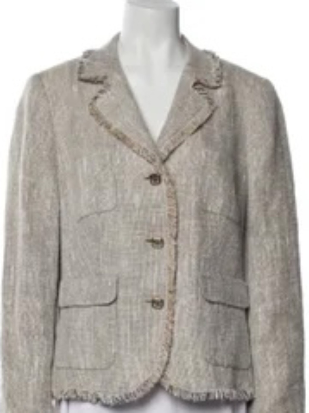 Escada Women’s Silk Tweed Fringe Blazer Jacket  | Size: XL | US14, DE44